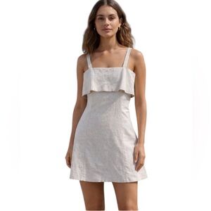 NWT Banana Republic Ruffle Cream Linen Blend Dress Size 4